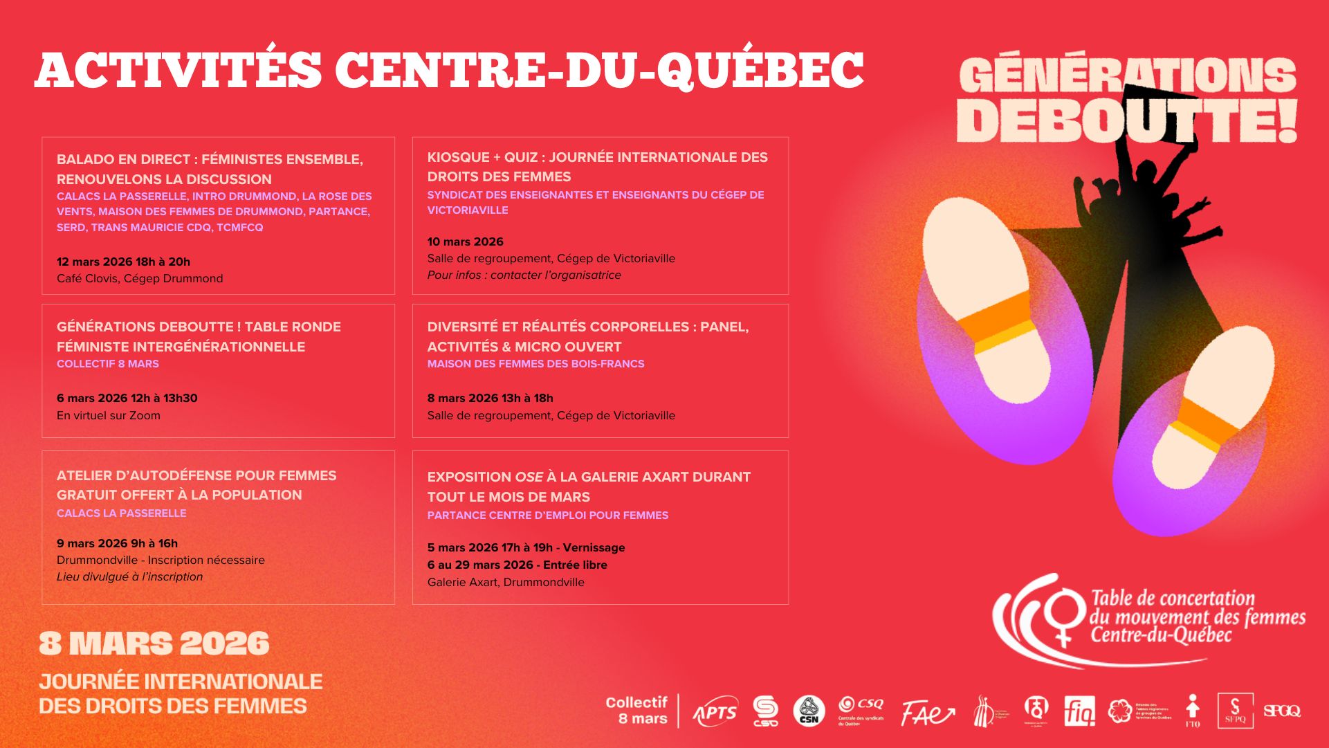 Calendrier 8 mars 2026 TCMFCQ